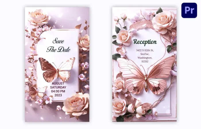 Elegant 3D Butterfly Themed Wedding Invitation